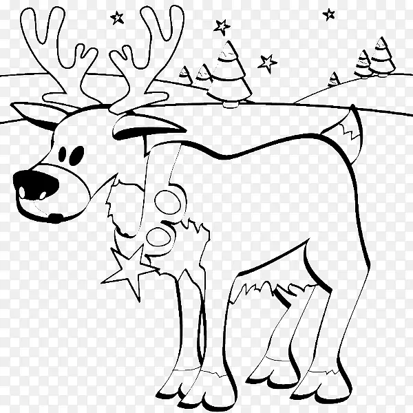 鲁道夫驯鹿圣诞老人着色书-驯鹿