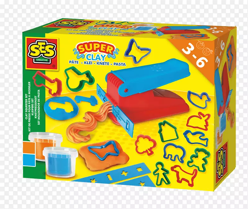 玩具Ses创意-粘土挤压套(S 00453)里贝斯刺绣和纱线(m斯文森)s制造粘土冰淇淋工艺(多色)-玩具