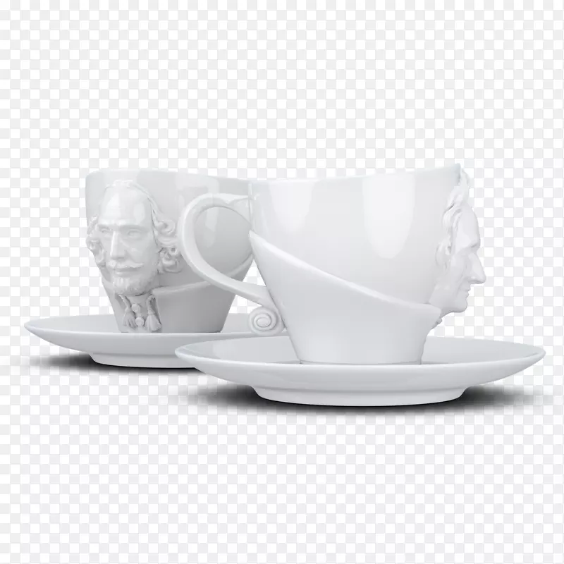 咖啡杯t 801101约翰沃尔夫冈冯歌德瓷杯，2个单位，白色，12×10厘米茶杯