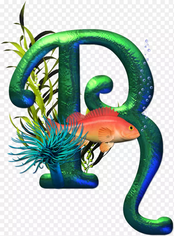 字母字母表剪辑艺术字体图像-Aquario peixe gato