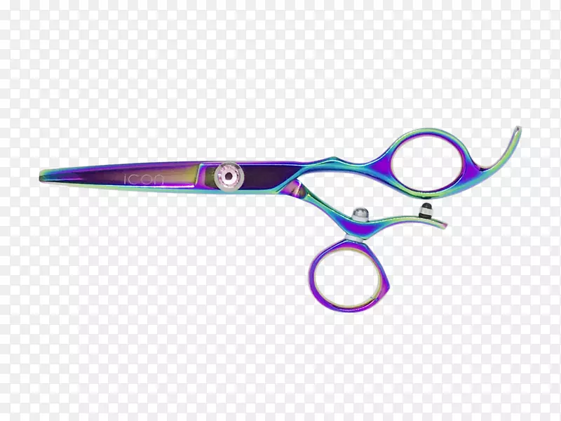 眼镜产品设计剪刀紫色头发-三重彩虹钛项链