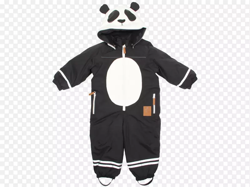 阿拉斯加熊猫宝宝整体套衫迷你罗迪尼皮科工作服迷你罗迪尼黑色阿拉斯加婴儿雪装带熊猫帽-双彩虹一路