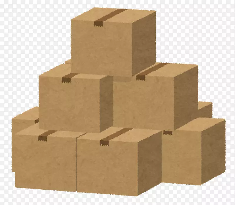 瓦楞纸纤维板ゆうパック盒包装和标签插图.盒