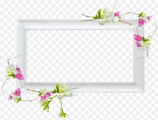 花卉设计窗口图片框剪贴画png图片.粉红色和白色的花
