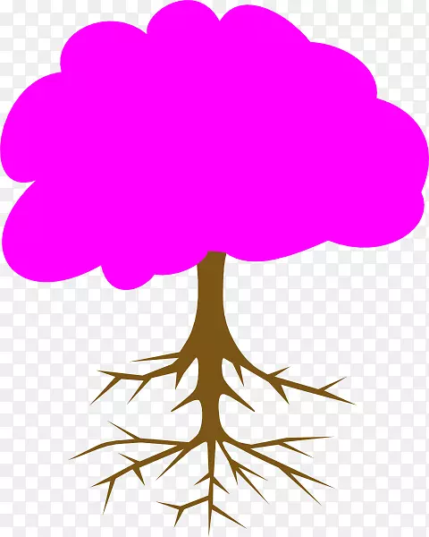 剪贴画树根枝图-粉红色树