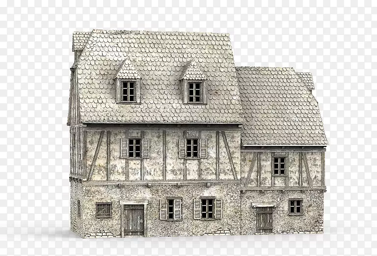 中世纪建筑立面建筑-城堡风景地势
