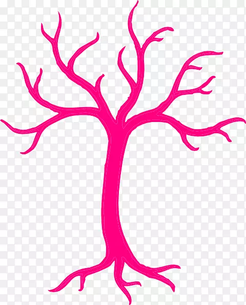 剪贴画图树干-粉红色树