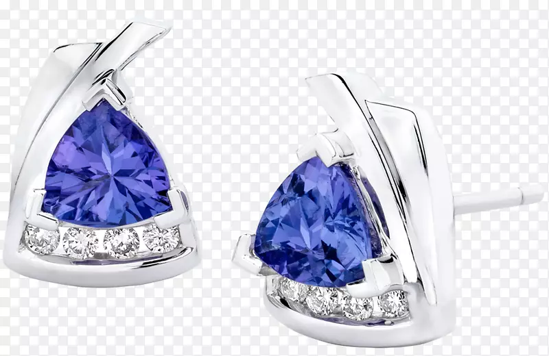 蓝宝石耳环钽锌矿钻石珠宝.蓝宝石