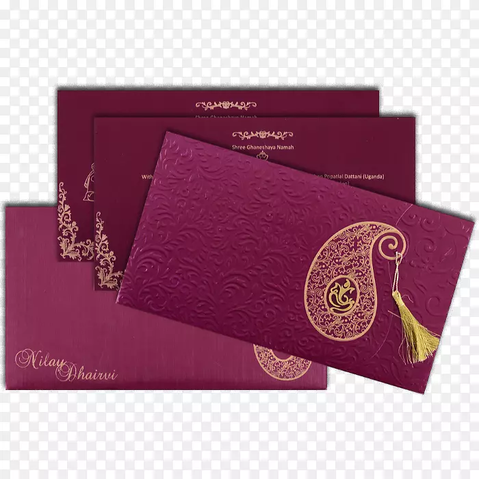 纸制长方形钱包放置垫牌-印度教结婚卡