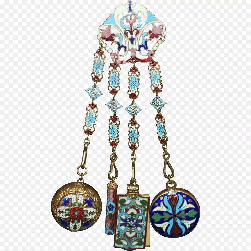 耳环青绿色珠身珠宝.18世纪法国玻璃艺术