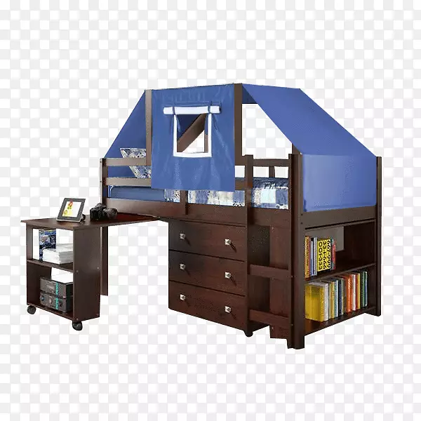 双层床多尔科儿童760 cp低书房阁楼床深色卡布奇诺白色书桌家具-家具帐篷出售