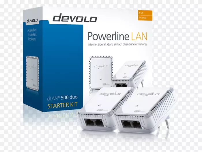 电力线起动器工具包500 Mbit/s Devo dLan 500 Duo Powerlan电力线通信电力线工具包550 Mbit/s ...