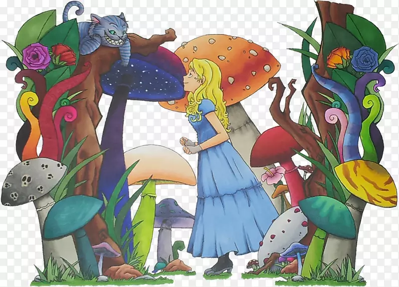 爱丽丝在仙境中的冒险疯狂的帽匠行军野兔心后白兔扭曲爱丽丝在仙境的画