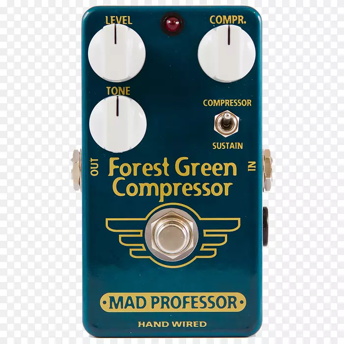 效果处理器和踏板电吉他音频疯狂教授森林绿色压缩机动态范围压缩-疯狂教授