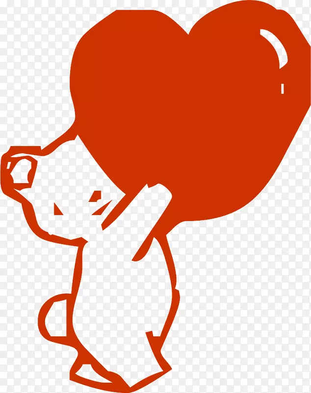 可爱的情人节插画-熊，大红心。
