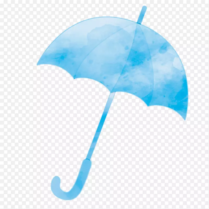 蓝色水彩雨伞