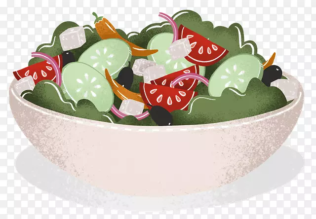 花盆餐具碗蔬菜水果.希腊色拉