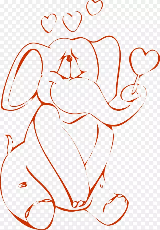 情人节-可爱的大象，心，爱。