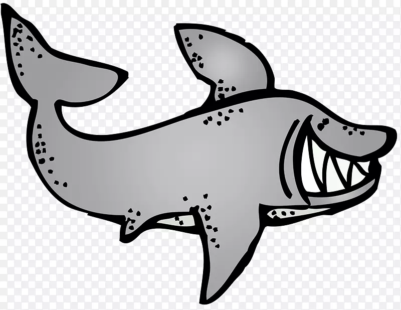 大白鲨剪贴画露天插画-鲨鱼