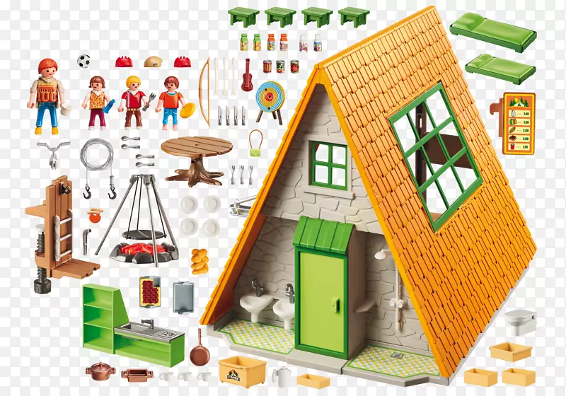 Playmobil野营住宿室，Playmobil挖土机，Playmobil 5548夏季娱乐链旋转木马，色彩斑斓的灯光-游戏美孚