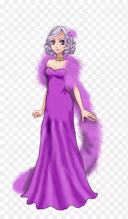 我的糖果喜欢芭比娃娃插图卡通服装设计-紫色连衣裙