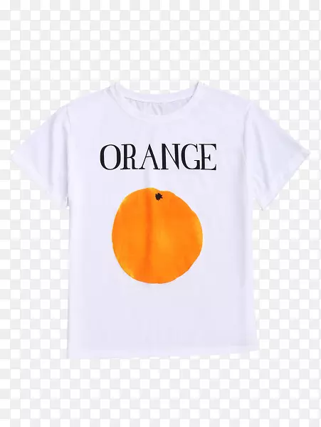 女用t恤袖衣表情橙色白色网球鞋
