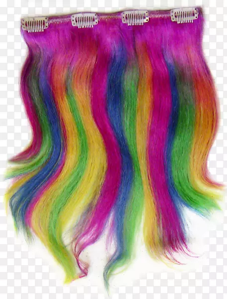 染发人工头发整合发型人类头发颜色-双彩虹独角兽100