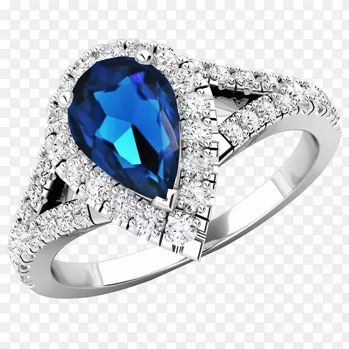 蓝宝石耳环结婚戒指珠宝蓝宝石戒指