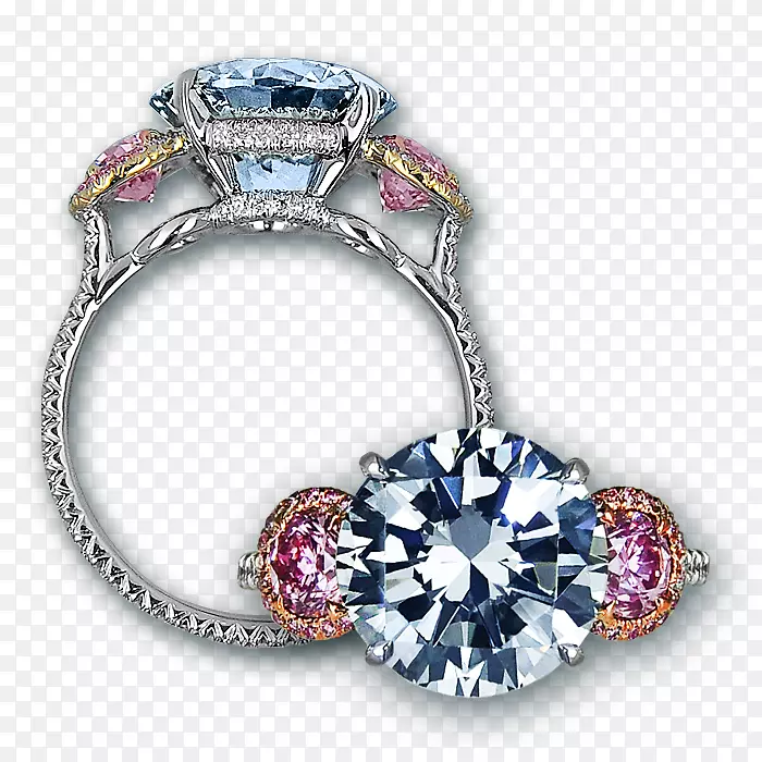 订婚戒指珠宝粉红色钻石戒指