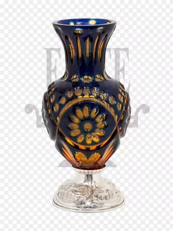 花瓶陶瓷陶器钴蓝金花瓶