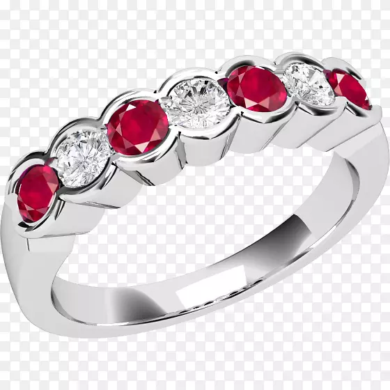 红宝石永恒戒指结婚戒指钻石切割红宝石戒指
