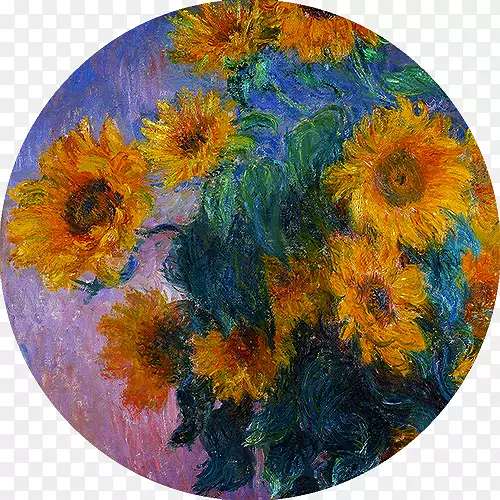向日葵花瓶画家用十二朵向日葵油画再现印象派埃德加·德加·阿拉比斯克