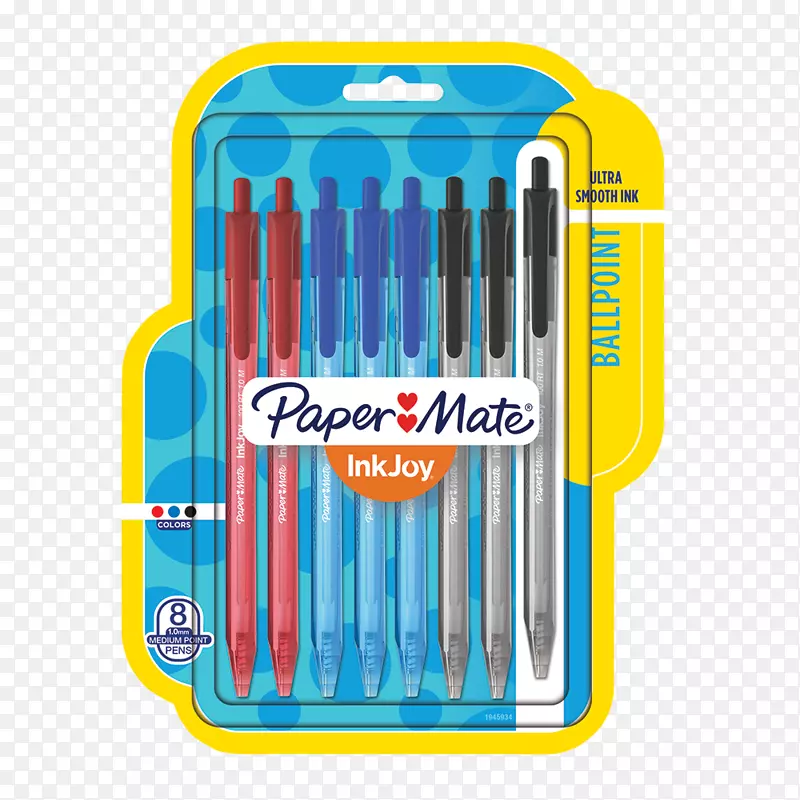 纸Mate InkJoy 300 rt圆珠笔InkJoy 100 RT可伸缩圆珠笔，1mm，各式，20支/包纸伴侣笔