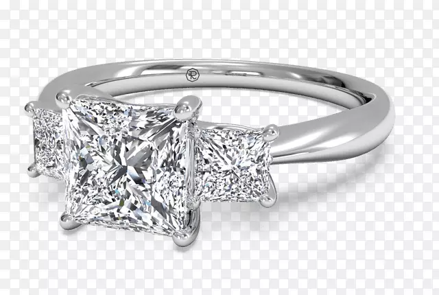 钻石切割订婚戒指公主切割钻石戒指