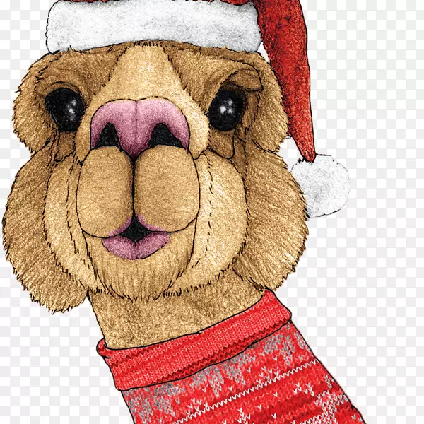 狗羊驼贴纸印盘-圣诞羊驼
