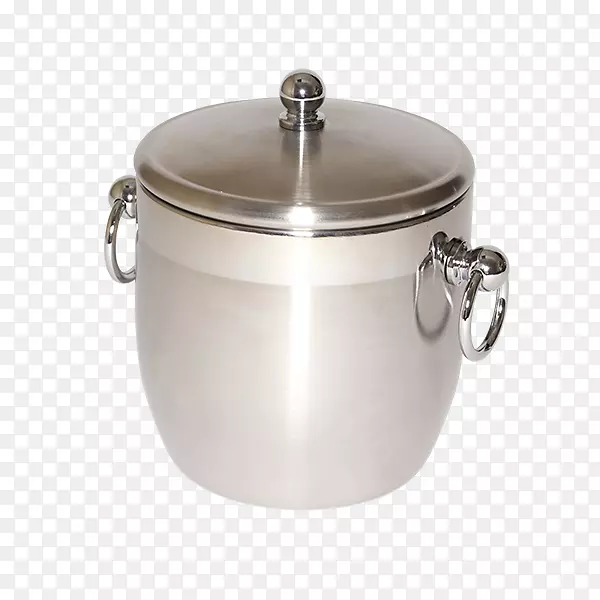 带翻盖的Oggi双壁冰桶和带翻盖的Oggi双壁冰桶和不锈钢铲子水壶餐具.带手柄的金属水桶图