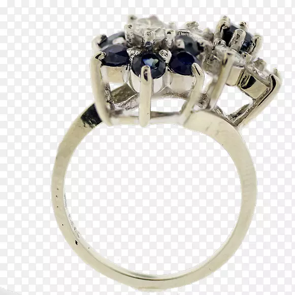 蓝宝石戒指，钻石，金宝石，宝石-蓝宝石花环