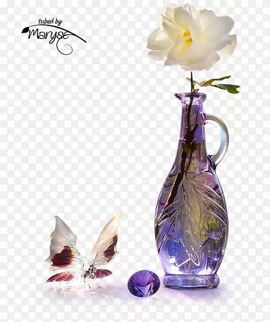 花瓶静物摄影PSP管花静物。管状紫花花瓶