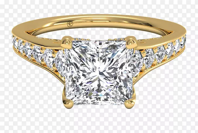 钻石结婚戒指公主切割订婚戒指-甘内什设计的手环