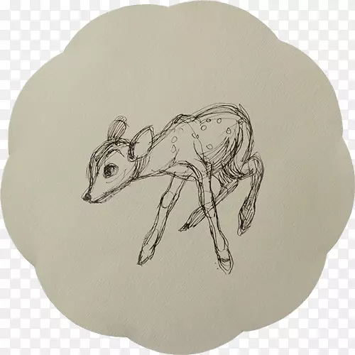 猫科羊/米/02csf画狗-黑色水墨画画布