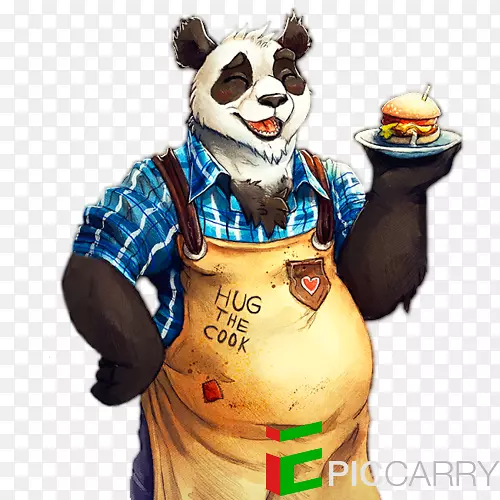 毛茸茸的粉丝画汉堡包大熊猫餐厅-午餐团小游戏