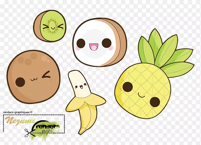 Kawaii形象画猕猴桃香蕉
