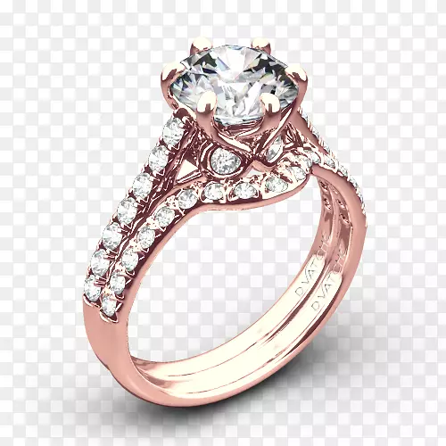订婚戒指，结婚戒指，纸牌-玫瑰金婚纱套