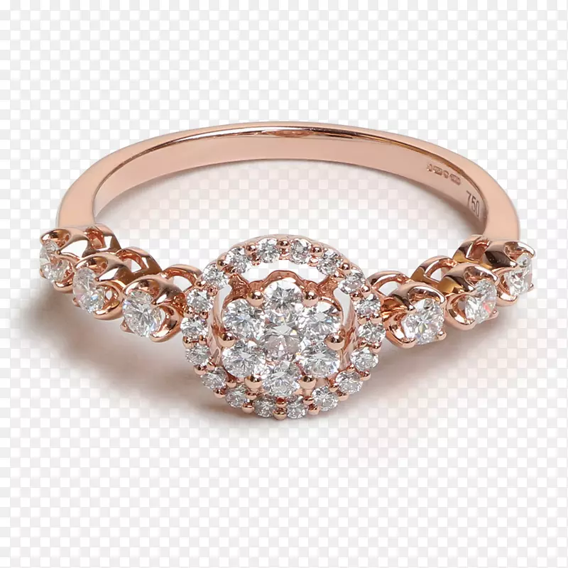 耳环，珠宝，结婚戒指，钻石-玫瑰金戒指
