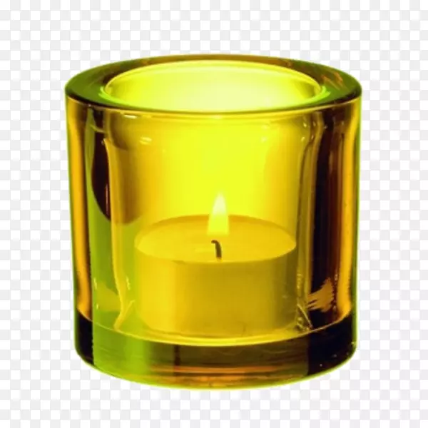 Iittala Kivi吸音烛台点亮黄色蜡烛火焰
