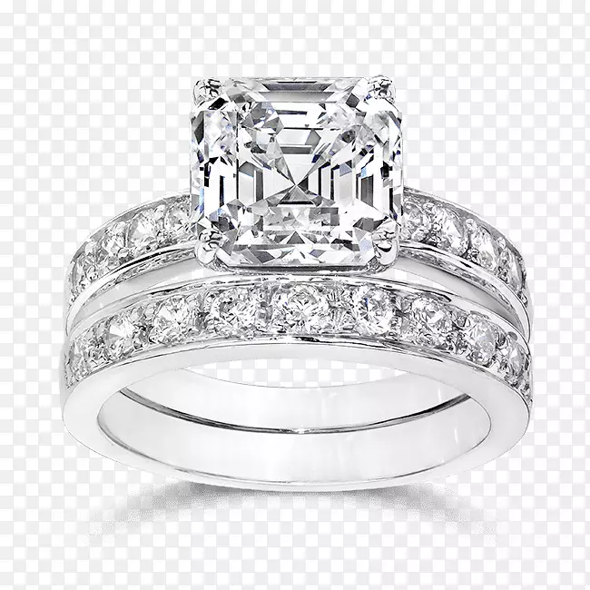 钻石切割订婚戒指公主切割-立方氧化锆婚纱套