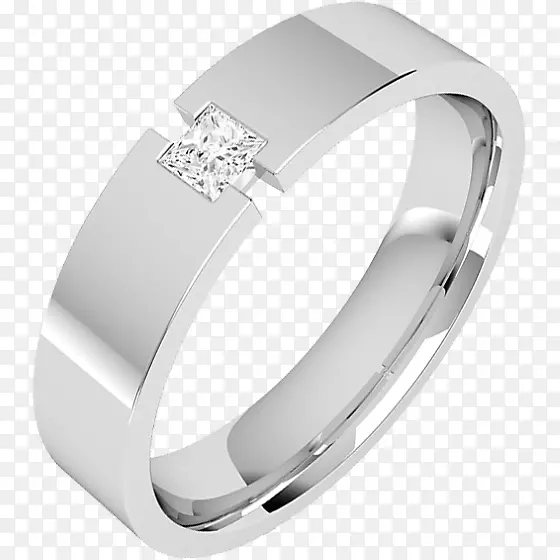 钻石切割公主剪裁结婚戒指白金男人结婚戒指