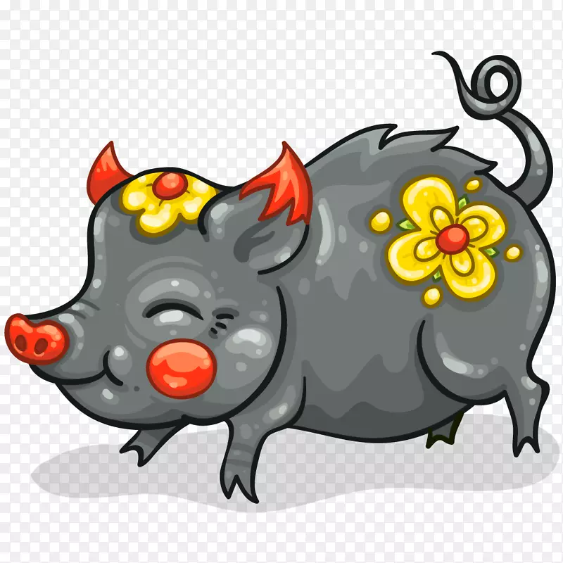 猪夹艺术插图鼻-公猪