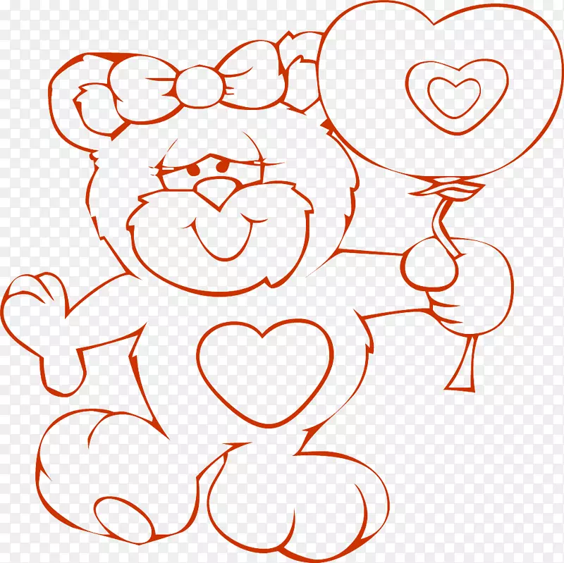 情人节-熊，心，爱，气球。