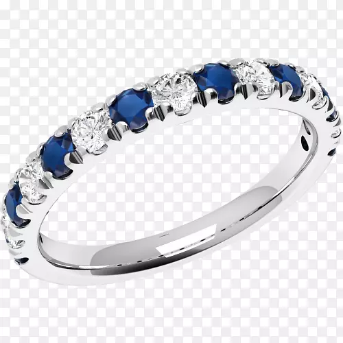 蓝宝石结婚戒指，钻石，红宝石垫，带无限带